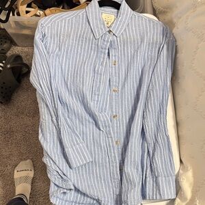 Billabong Light Blue and White Striped Shirt